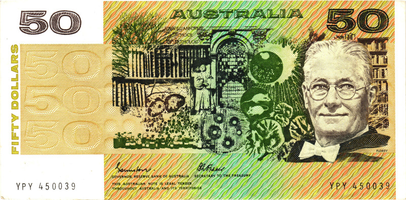 Australia 50 Dollars 1984 - 1989 (ND)
P# 47e, N# 202399; # YPY 450039; VF+