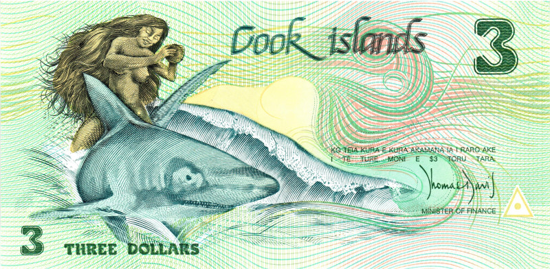 Cook Islands 3 Dollars 1987
P# 3a, N# 202754; # AAU 013896; With Book-Folder; U...