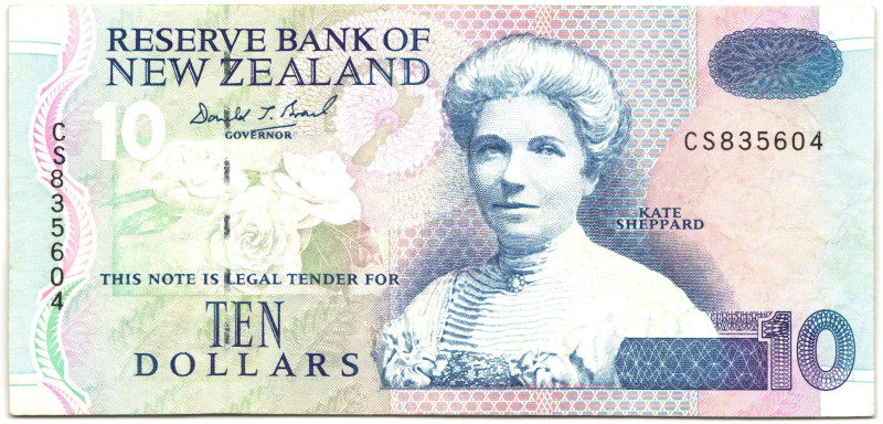 New Zealand 10 Dollars 1992 (ND)
P# 178a, N# 210515; # CS835604; XF+