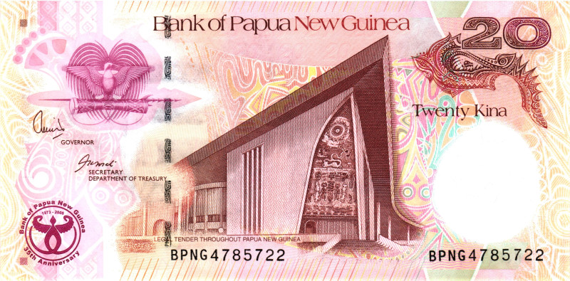 Papua New Guinea 20 Kina 2008 35th Anniversary of Bank
P# 36a, N# 203151; # BPN...