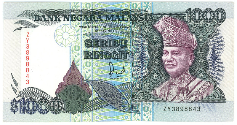 Malaysia 1000 Ringgit 1987 (ND)
P# 34, N# 216610; # ZY 3898843; XF