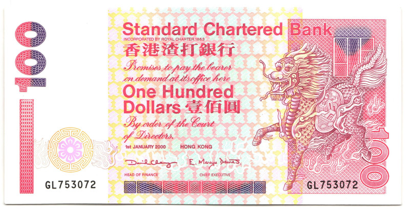 Hong Kong Standard Chartered Bank 100 Dollars 2000
P# 287c, N# 211726; # GL7530...