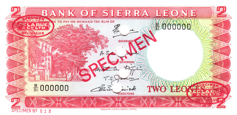 Sierra Leone 2 Leones 1970 (ND) Specimen
P# 2s, N# 220502; # B/31 000000; UNC