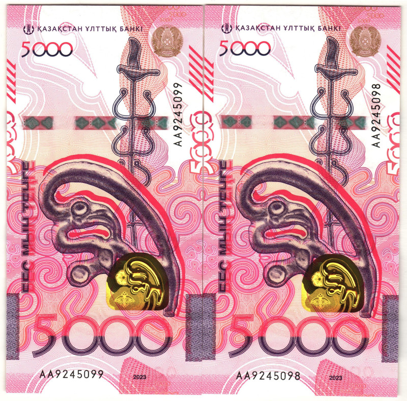 Kazakhstan 2 x 5000 Tenge 2023 Consecutive Pair
N# 408286; # AA 9245098 - AA 92...