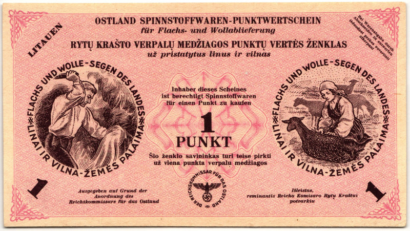 Latvia 1 Punkt 1945 Germany Occupation WW II
Ros# LE76d; UNC