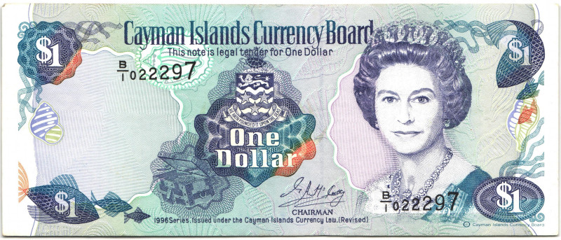 Cayman Islands 1 Dollar 1996
P# 16a, N# 218108; # B/I 02297; VF+