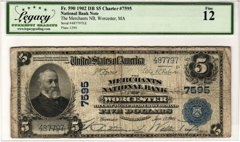 United States Georgia Savannah Merchants National Bank 5 Dollars 1902 LCG 12 Fin...