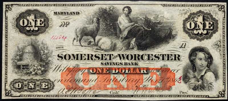 United States Maryland Somerset and Worcester Savings Bank 1 Dollar 1862
# 1484...