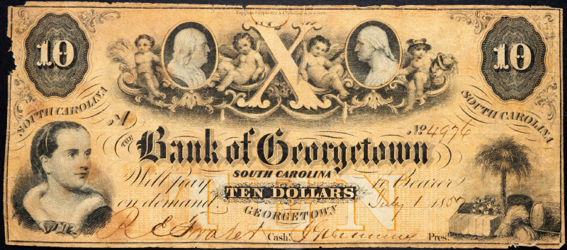 United States South Carolina Bank of Georgetown 10 Dollars 1857
# 4976; G