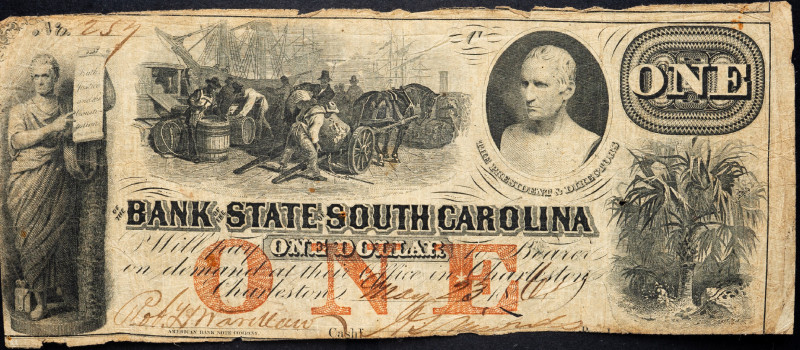 United States South Carolina Charleston Bank State South Carolina 1 Dollar 1861...