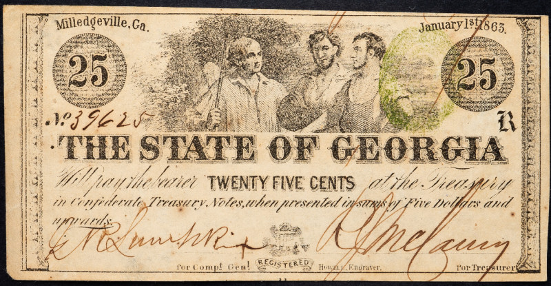 United States Georgia 25 Cents 1863
# 39625; XF-