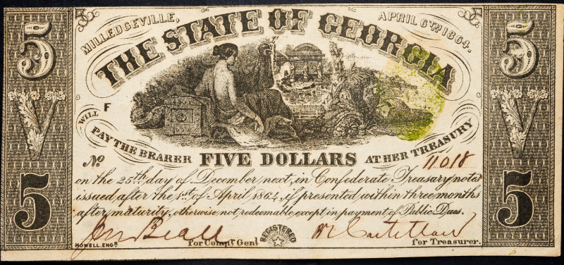 United States Georgia 5 Dollars 1864
# 11018; AUNC