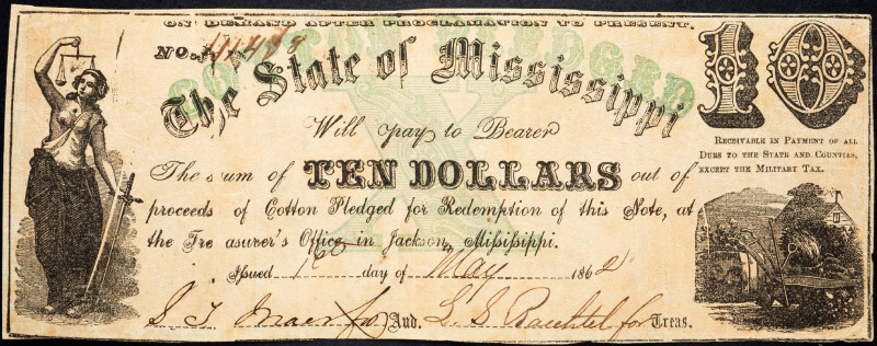 United States Mississippi 10 Dollars 1862
# 41438; VG