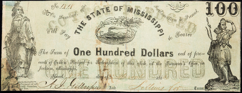 United States Mississippi 100 Dollars 1862
# 1818; VG