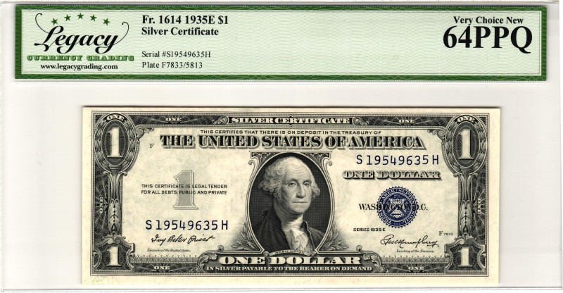 United States 1 Dollar Silver Certifiacate 1935 E LCG 64 PPQ Very Choice New
P#...