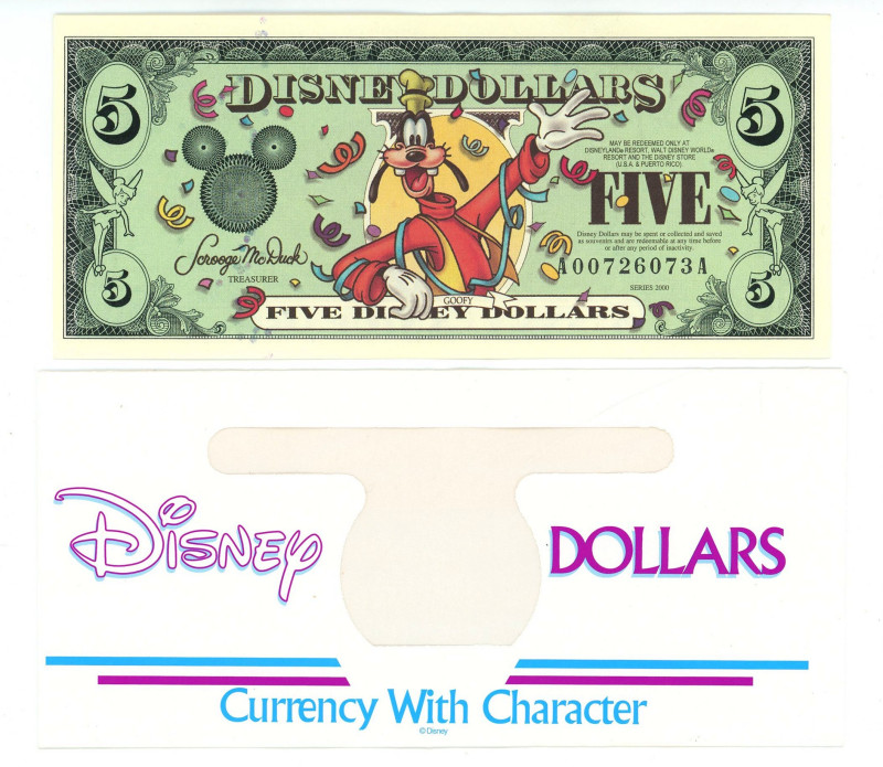 United States Disney 5 Dollars 2000 Goofy
# A00726073A; In the Original Envelop...