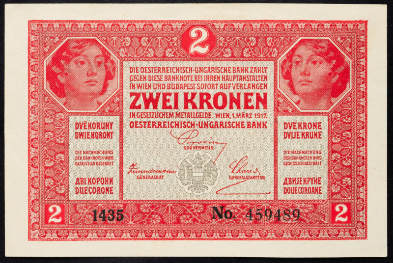 Austria 2 Kronen 1917
P# 21, N# 206757; # 1435 459489; AUNC