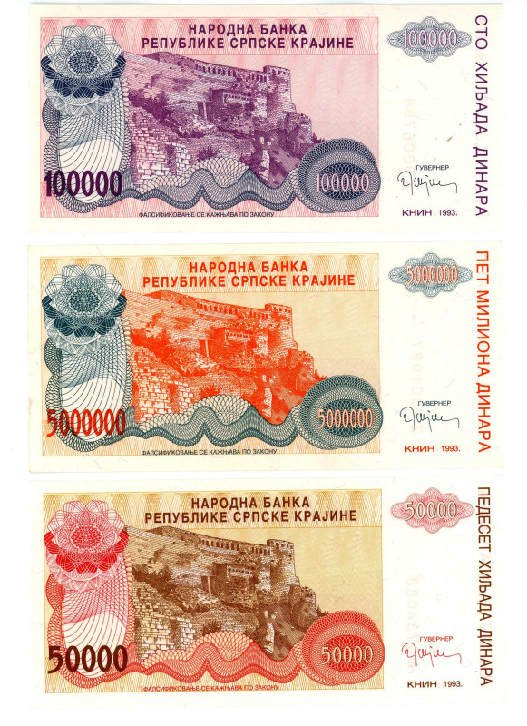 Croatia Set of 1993
P# R21, R22, R24, UNC