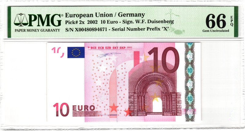 European Union Germany 10 Euro 2002 PMG 66 EPQ Gem Unc
P# 2x, N# 201660; # X004...