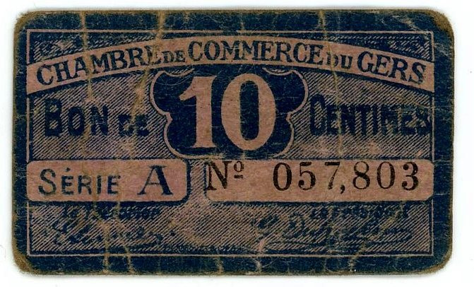 France Chambre de Commerce du Gers 10 Centimes 1925
# A 057803; VF