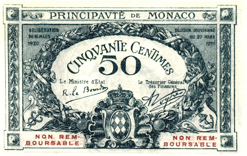 Monaco 50 Centimes 1920 Essai Proof
P# 3, N# 359033; UNC