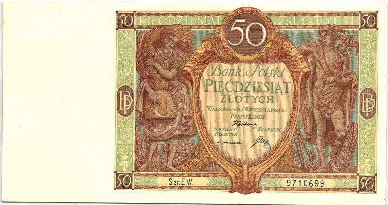 Poland 50 Zlotych 1929
P# 71, N# 207508; # EW9710699; AUNC