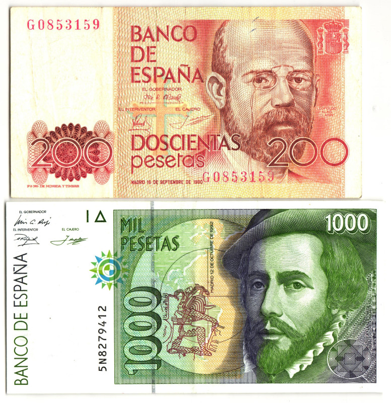 Spain 200 - 1000 Pesetas 1980 - 1992
P# 156, VF-XF