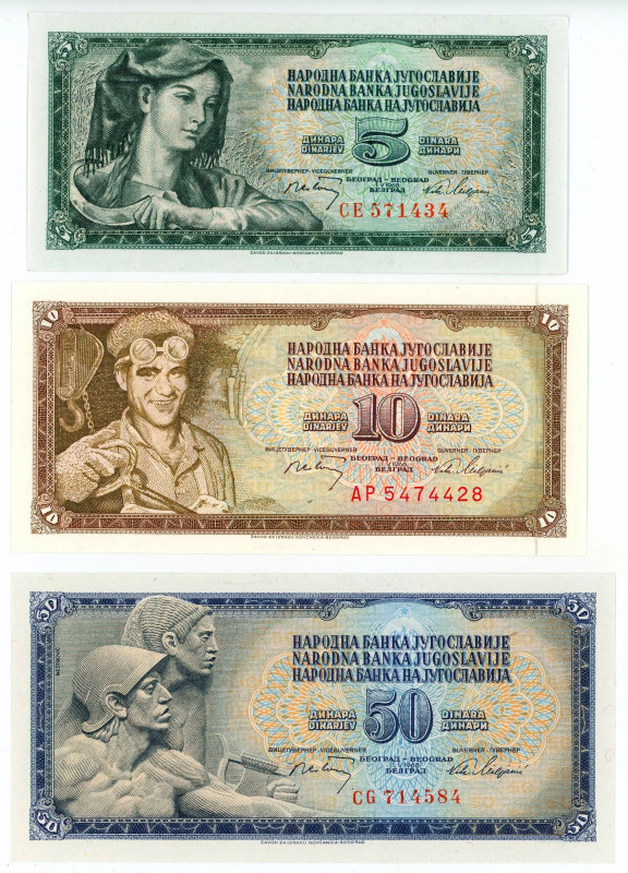 Yugoslavia Full Set of 1968
P# 81b, 82c, 83b, UNC