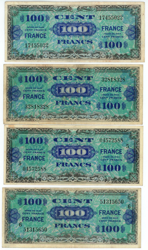 Germany - Third Reich 4 x 100 Francs 1945
P# 123, N# 206813; VF-XF