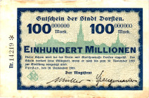Germany - Weimar Republic Dorsten 100 Million Mark 1923