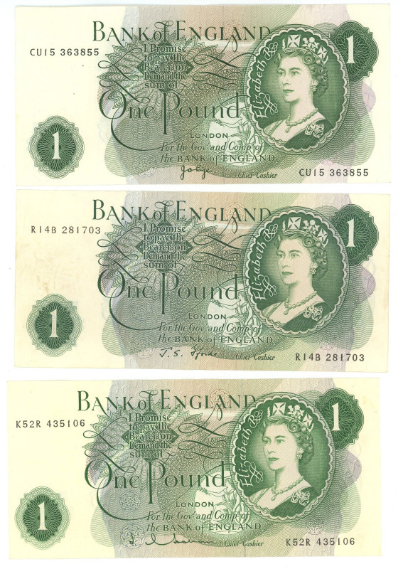 Great Britain Bank of England 3 x 1 Pound 1960 - 1978 (ND)
P# 374, N# 202927; V...