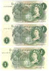 Great Britain Bank of England 3 x 1 Pound 1960 - 1978 (ND)