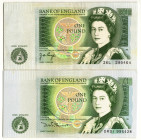Great Britain Bank of England 2 x 1 Pound 1978 - 1984 (ND)