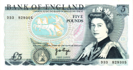 Great Britain Bank of England 5 Pounds 1973 - 1980 (ND)