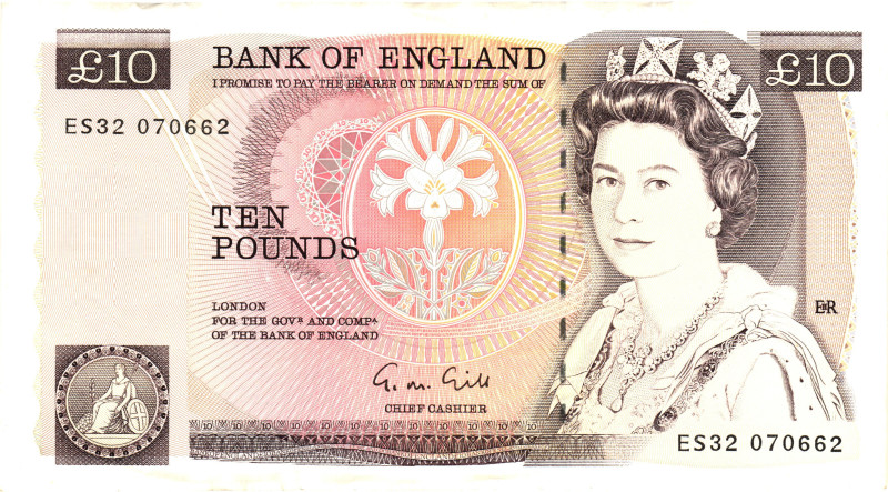 Great Britain Bank of England 10 Pounds 1988 - 1991 (ND)
P# 379e, N# 203311; # ...