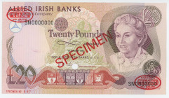 Northern Ireland Allied Irish Banks 20 Pounds 1990 Specimen