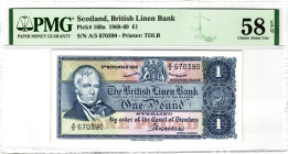 Scotland British Linen Bank 1 Pound 1968 - 1969 (ND) PMG 58 EPQ Choice About Unc