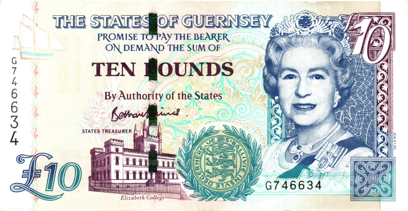 Guernsey 10 Pounds 1995 - 2015 (ND)
P# 57a, N# 211069; # G746634; VF+