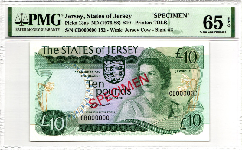 Jersey 10 Pounds 1976 - 1988 (ND) Specimen PMG 65 EPQ Gem Uncirculated
P# 13s, ...