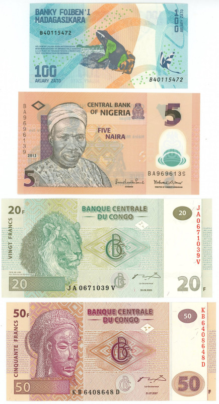 Africa Lot of 4 Banknotes 2003 - 2013
Various Countries, Dates & Denominations;...