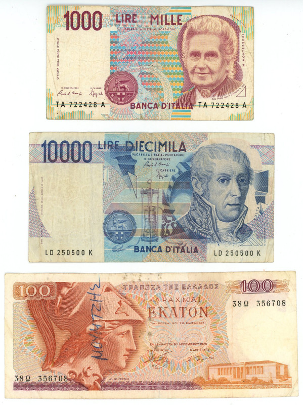Europe Lot of 3 Banknotes 1984 - 1990
Various Countries, Dates & Denominations;...
