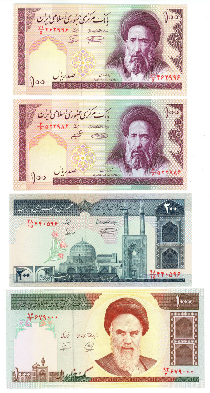 Iran Lot of 4 Banknotes 1985 - 2004
Various Dates & Denominations; UNC