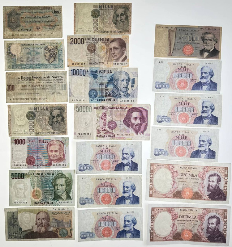 Italy Lot of 20 Banknotes 1962 - 1990
Various Dates & Denominations; F-UNC