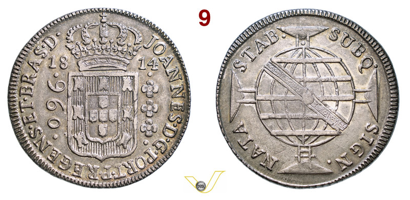 BRASILE - GIOVANNI VI, Principe Reggente (1799-1818) 960 Reis 1814, B, Bahia KM....