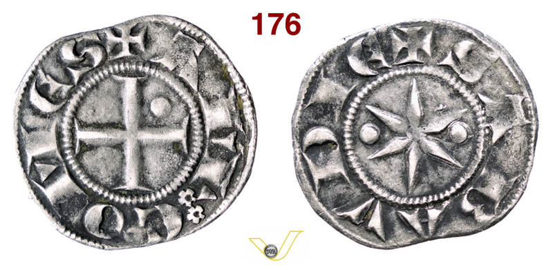 AMEDEO IV (1232-1253) Denaro forte buono di I tipo, Susa D/ Croce patente con gl...