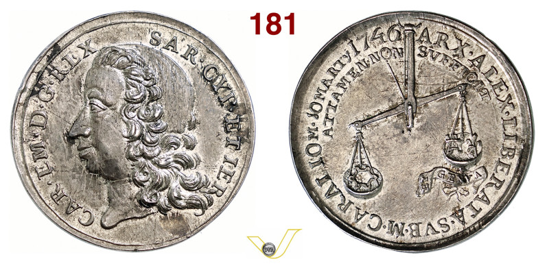 CARLO EMANUELE III (1730-1773) Medaglia 1746 per la liberazione della città di A...