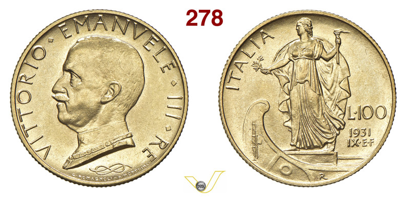 VITTORIO EMANUELE III (1900-1946) 100 Lire 1931, IX EF , R, Roma Pagani 646 MIR ...