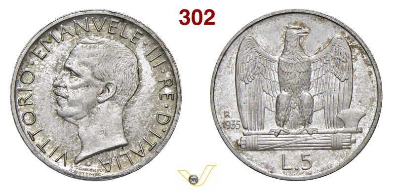 VITTORIO EMANUELE III (1900-1946) 5 Lire 1935 "Aquilotto", R, Roma Pagani 718 MI...