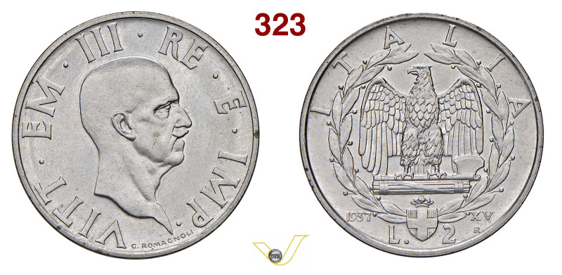 VITTORIO EMANUELE III (1900-1946) 2 Lire 1937, XV EF , R, Roma Pagani 755 MIR 11...