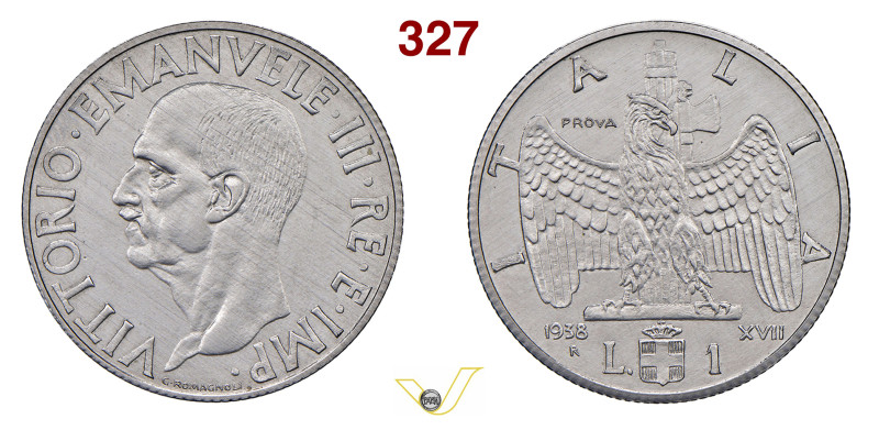 VITTORIO EMANUELE III (1900-1946) 1 Lira 1938, XVII EF "Prova", R, Roma Pagani P...